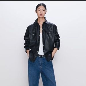 ZARA faux leather shacket overshirt